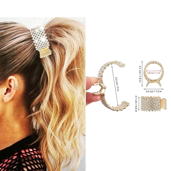 Elegant Gold and Rhinestone Ponytail Hair Clip BNIB - Picture 1 of 9